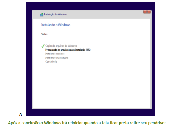 Processo de instalação do Windows