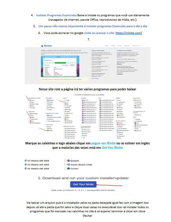Site do Ninite para selecionar e baixar programas essenciais
